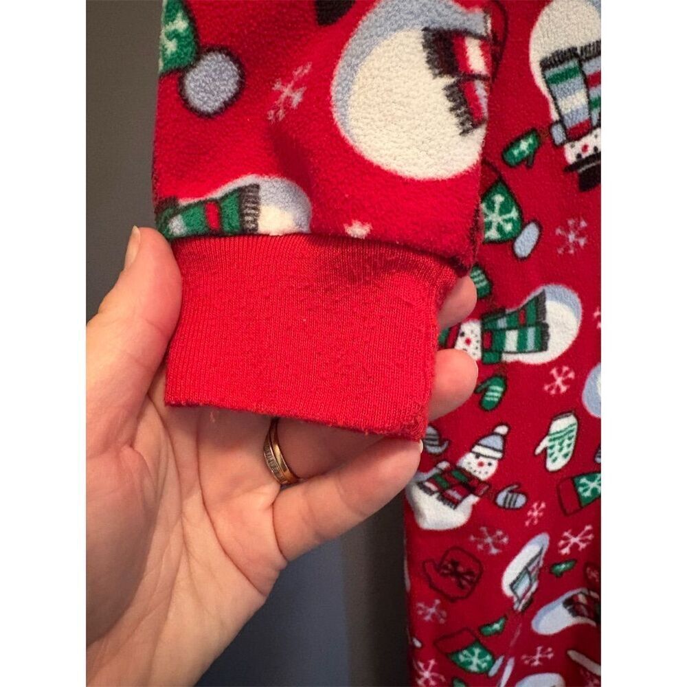 The Children's Place Boys XL Holiday Pajama Red Snowman Print One Piece - Picture 3 of 5